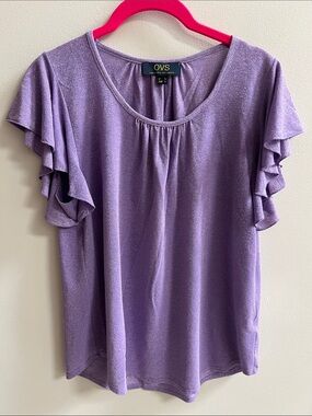 OVS Lavender Shimmer Ruffle Sleeve Blouse